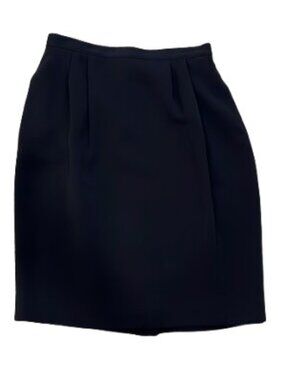 VTG 80s Petite High Waist Double Pleated Black Skirt - LNC